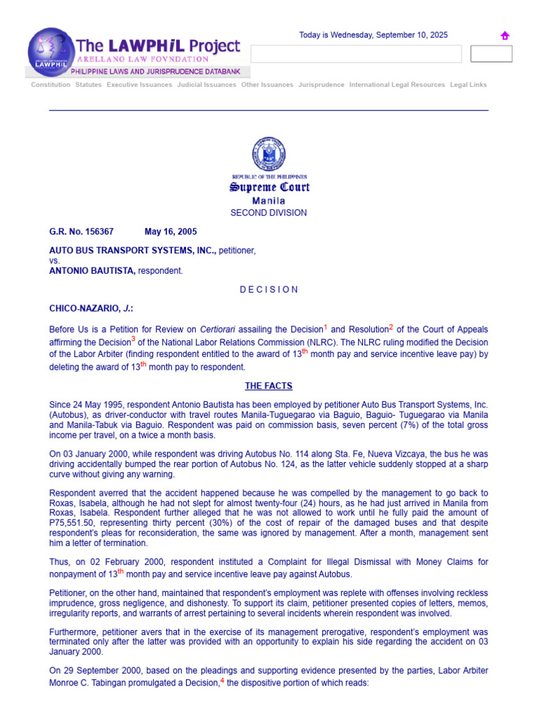 Labor Case: Service Incentive Leave Ruling | PDF | Employment | Incentive