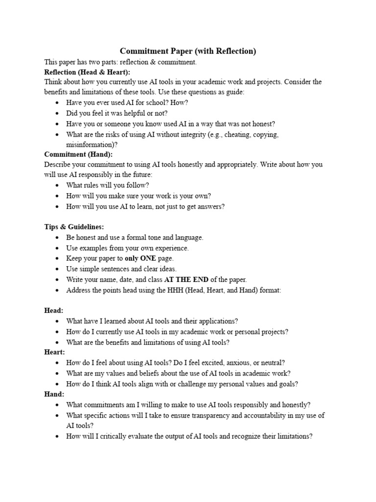 Commitment Paper Instructions | PDF