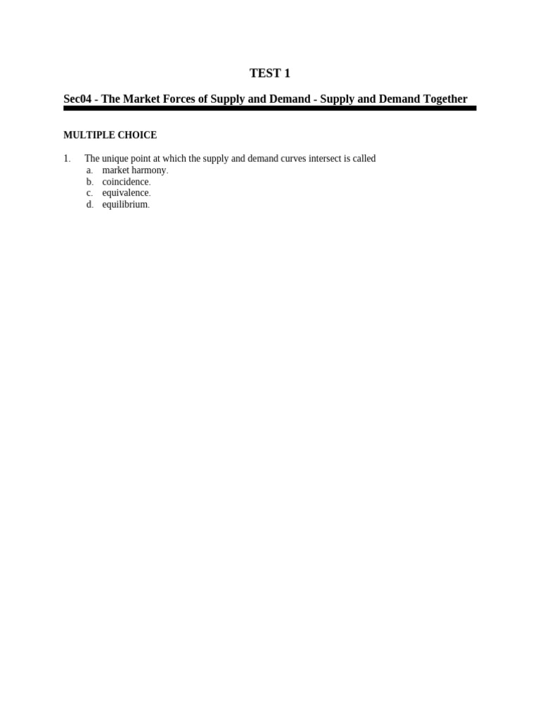 Test 1 - Micro | PDF | Economic Equilibrium | Economic Surplus