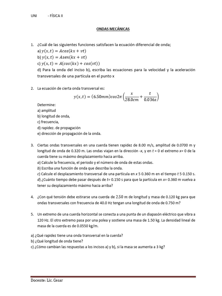 Practica 2 Ondas Mecanicas en Cuerdas | PDF | Olas | Fenomeno fisico