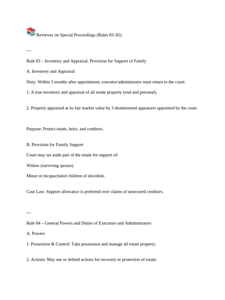 Reviewer On Special Proceedings-Rule83-85 | PDF