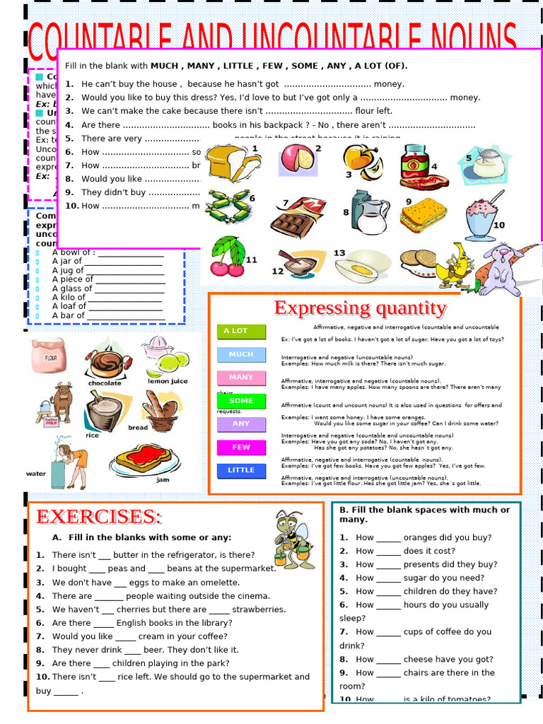 Countable and Uncountable Nouns Guide | PDF | Cuisine | Linguistic ...
