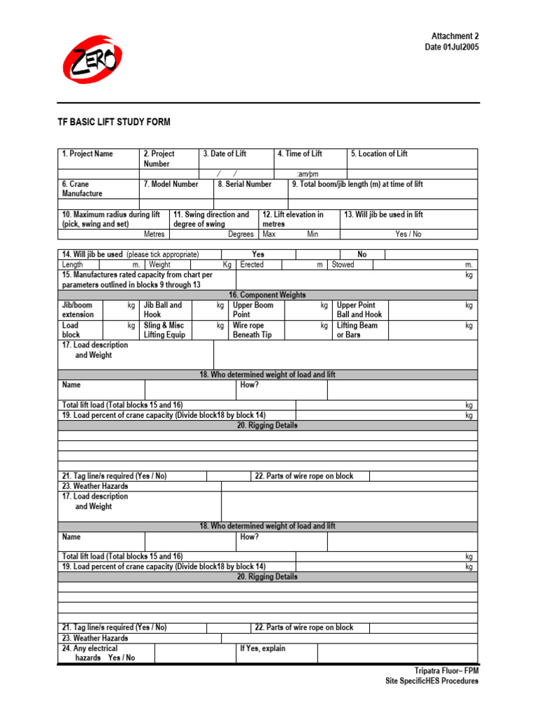 Crane Lift Study Form Template | PDF | Crane (Machine)