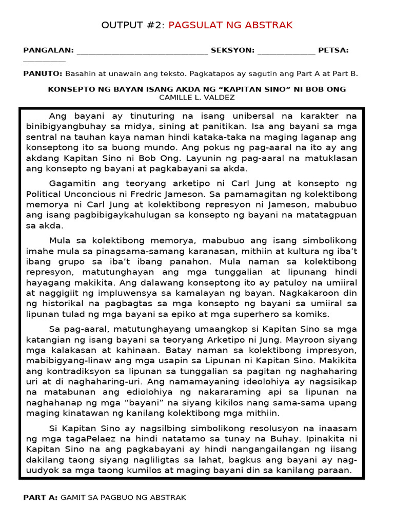 Output #2:: Pagsulat NG Abstrak | PDF