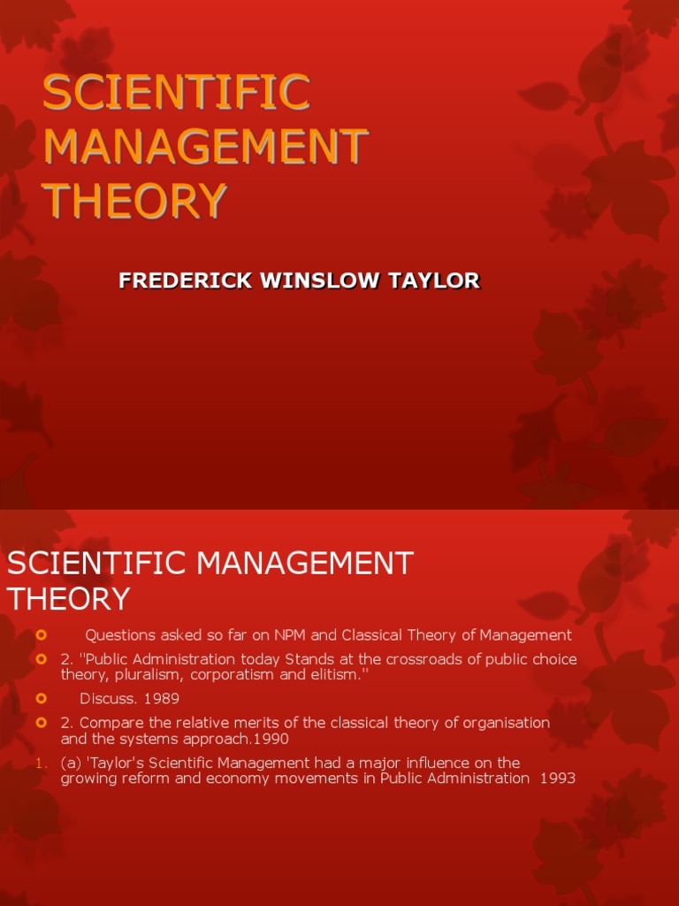 scientific management theory assignment
