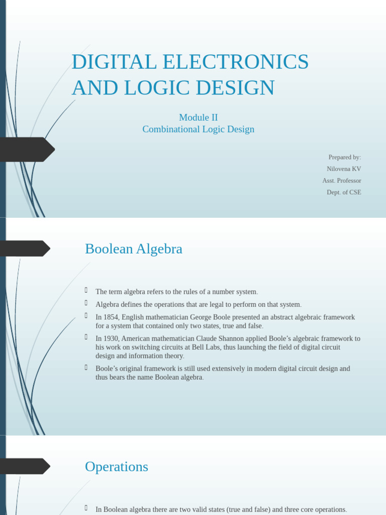 Combinational Logic Design Basics | PDF | Logic Gate | Boolean Algebra