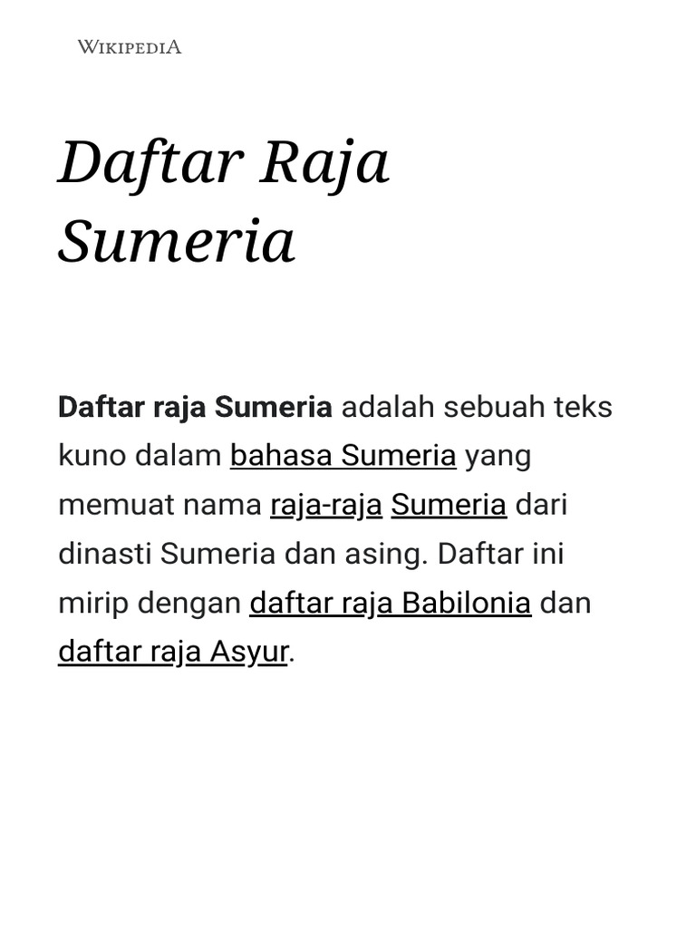 Daftar Raja Sumeria Kuno | PDF