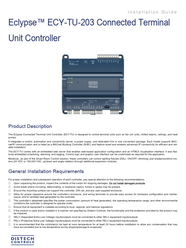 Eclypse ECY-TU-203 Controller Overview | PDF | Computer Network | Relay