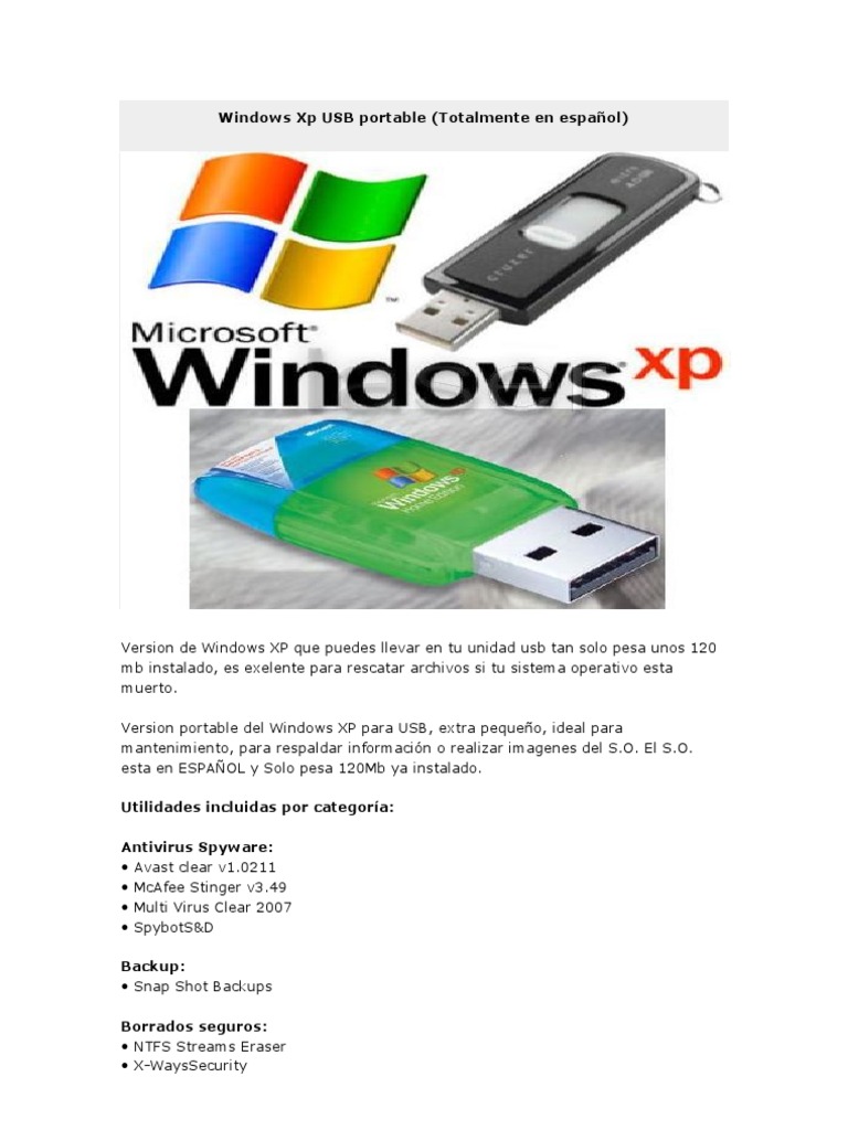 Windows XP Portable en USB: Guía Completa | PDF | Juegos y actividades ...