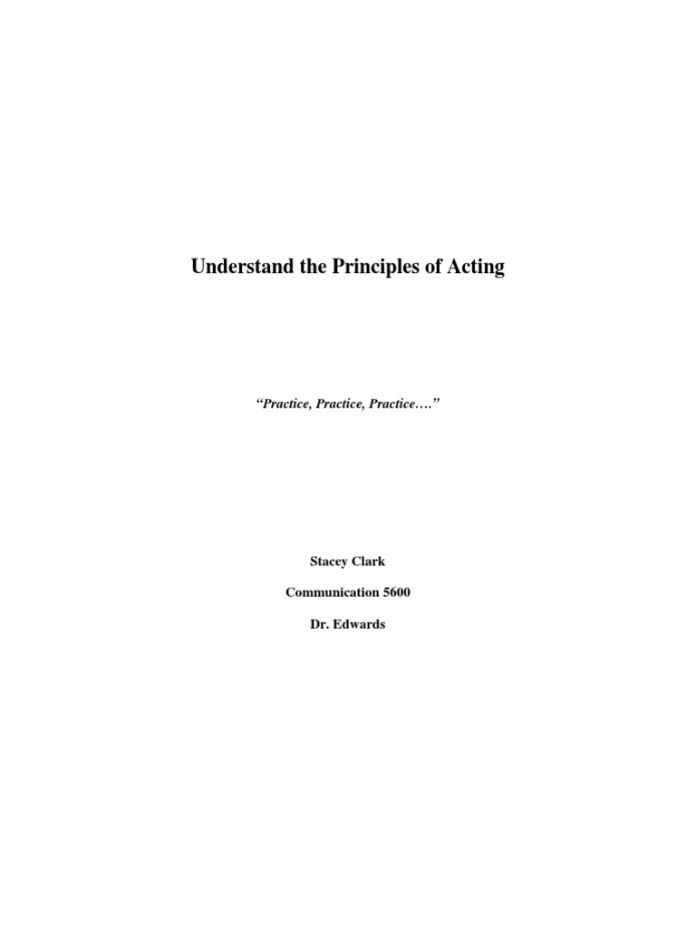 Principles Of Acting Pdf Actor Memory