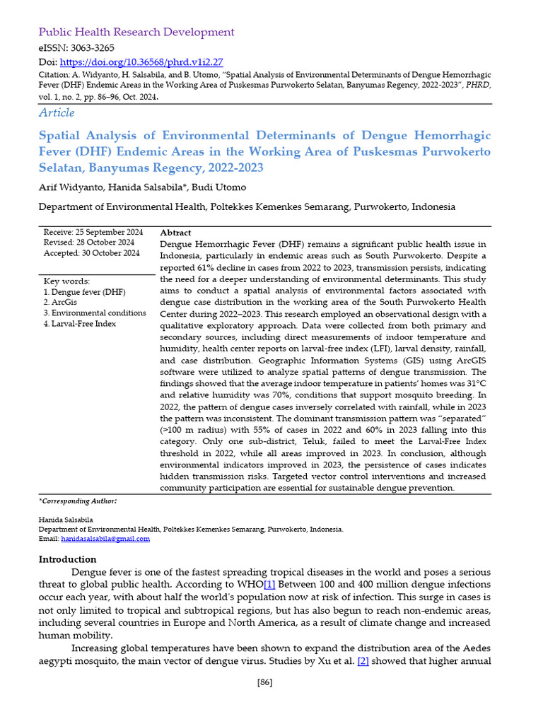 Spatial Analysis of Dengue Fever in Purwokerto | PDF | Spatial Analysis ...