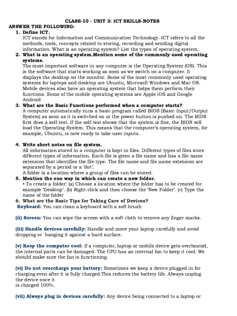 ICT Skills for Class 10: Essential Notes | PDF | Computer Virus ...