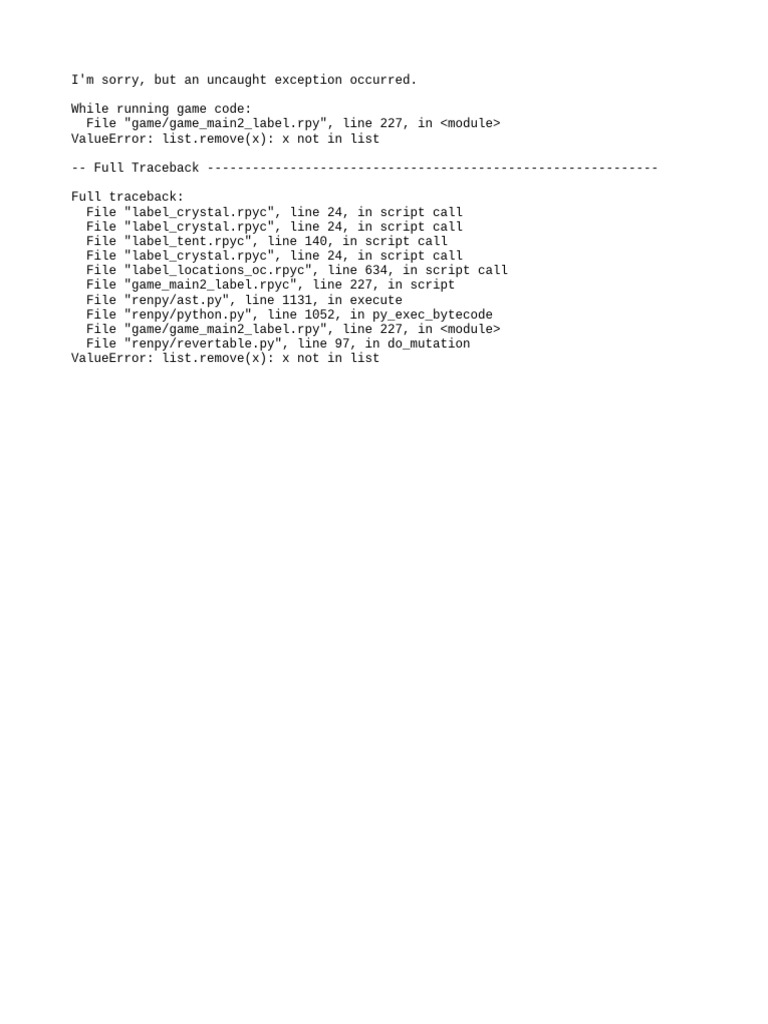 Game Code Error: ValueError in Ren'Py | PDF