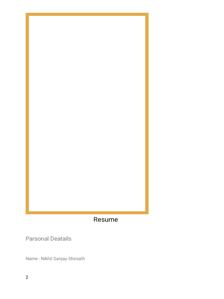 Resume: Parsonal Deatails | PDF