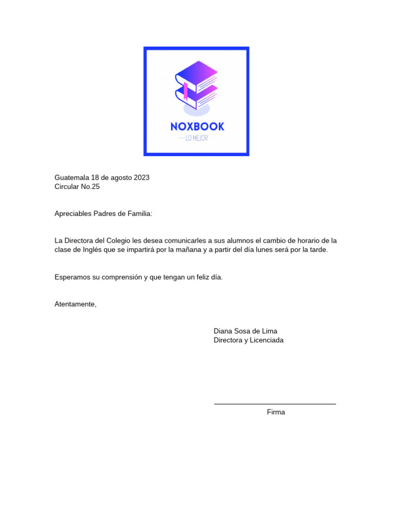 Carta Circular Ejemplo y Ejercicio | PDF