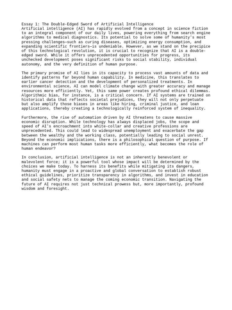 The Dual Impact of Artificial Intelligence | PDF | Artificial ...