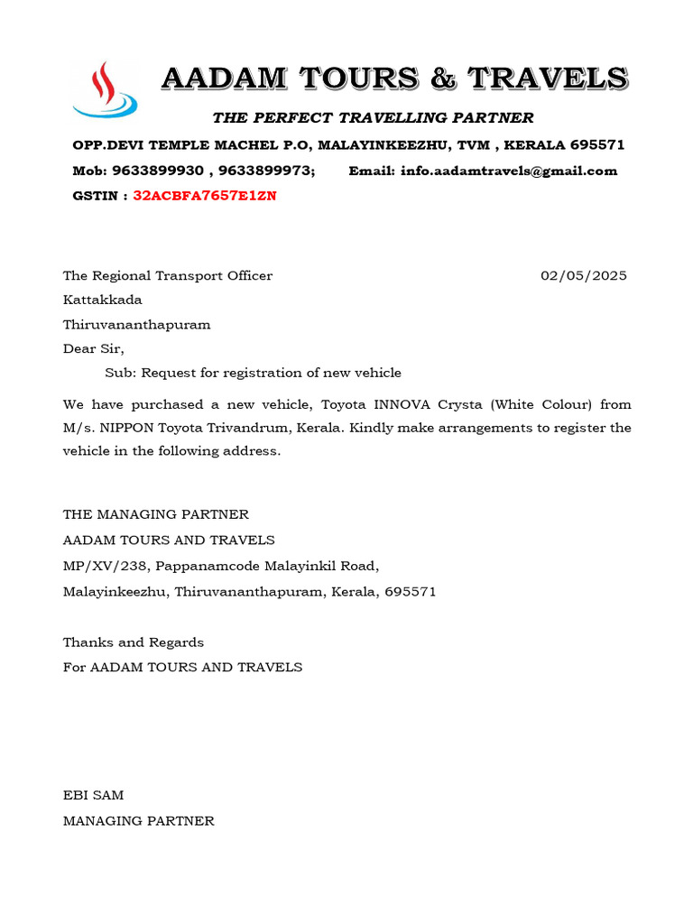 Letter Pad - Rto 02052025 | PDF