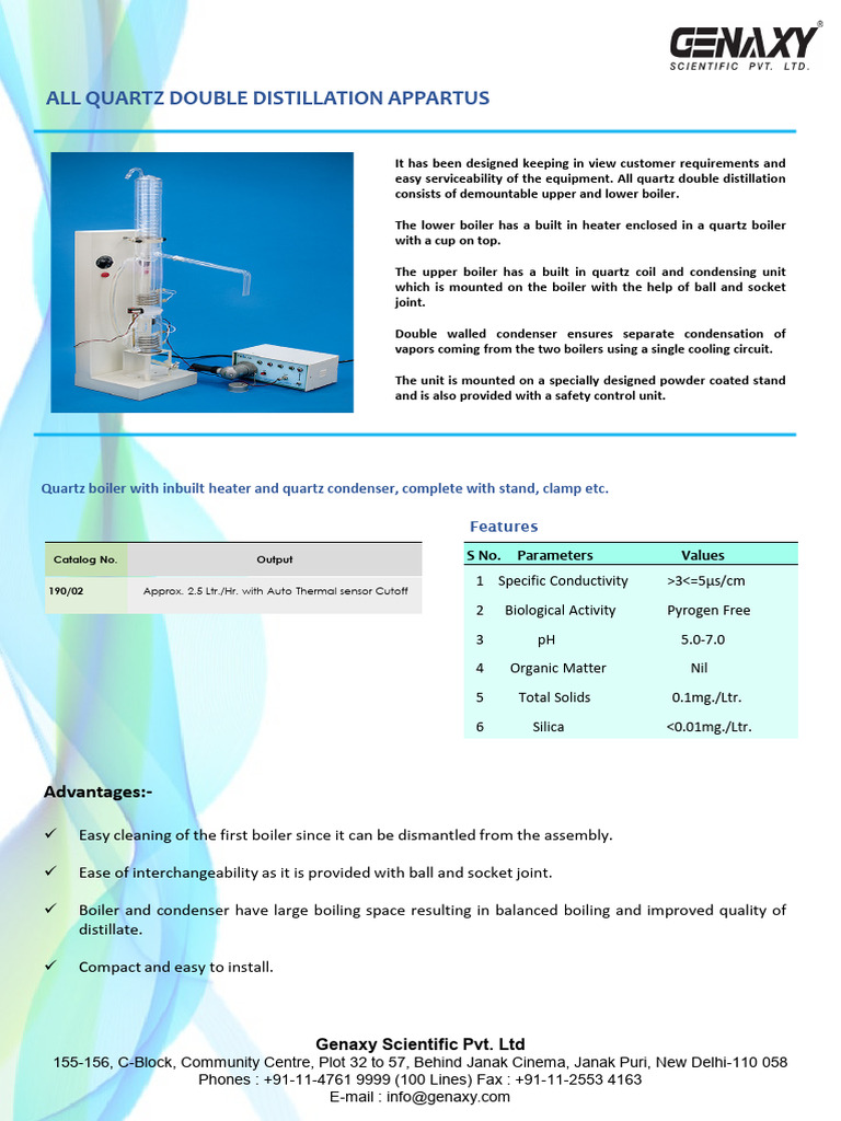 Quartz Double Distillation Apparatus | PDF | Engineering Thermodynamics ...