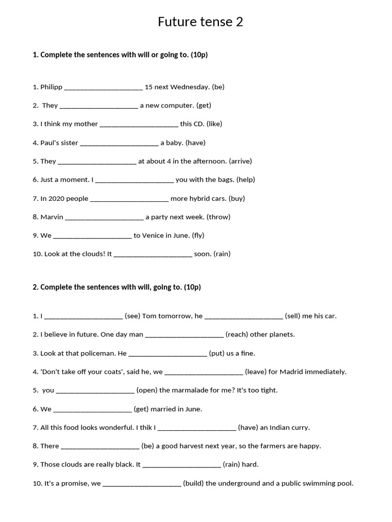 Future Tenses Practice Test | PDF