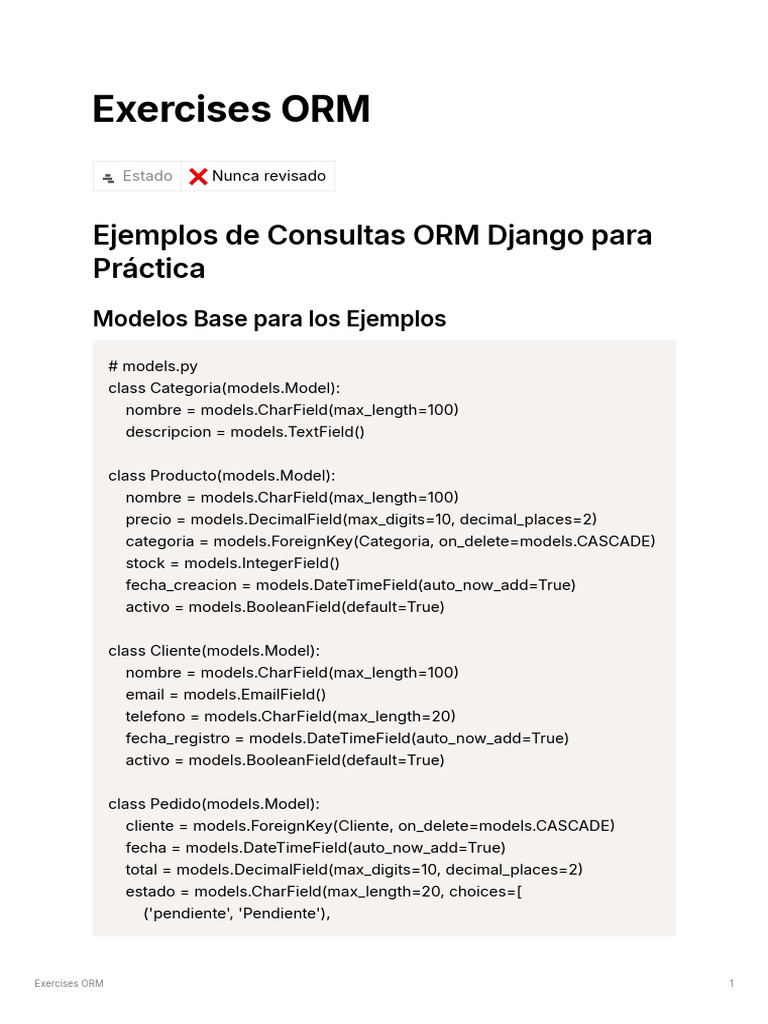 Ejemplos de Consultas ORM en Django | PDF