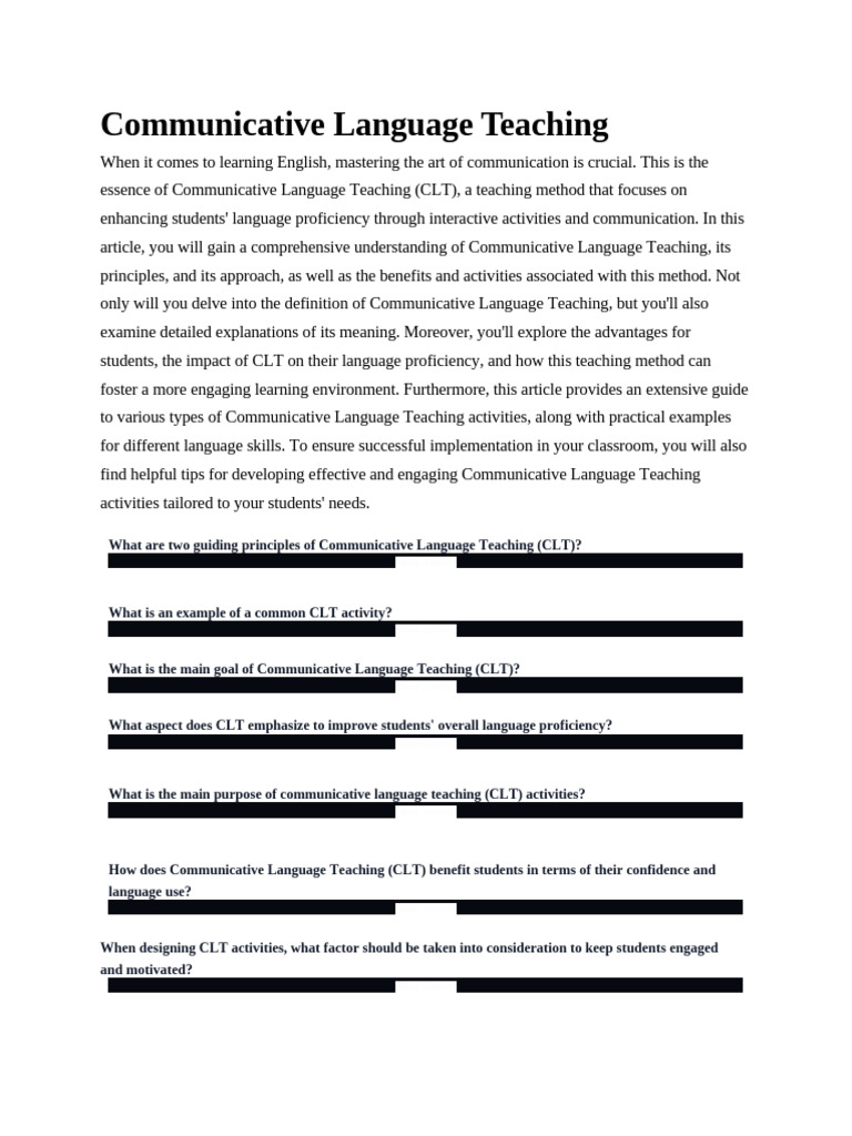 Understanding Communicative Language Teaching | PDF | Language ...