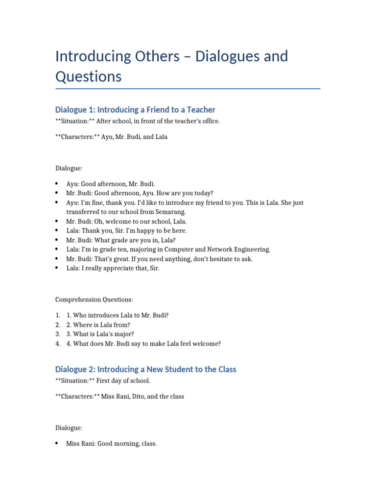 Introducing New Students and Guests | PDF
