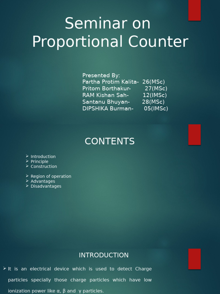 Proportional Counter: Construction & Principle | PDF | Physical ...