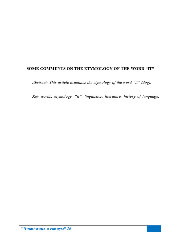 Some Comments On The Etymology of The Word It Dog | PDF | Word