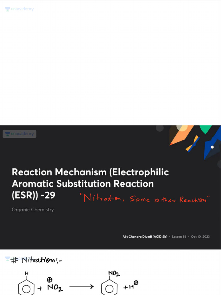 Reaction Mechanism Electrophilic Aromatic Substitution Reaction ESR 29 ...