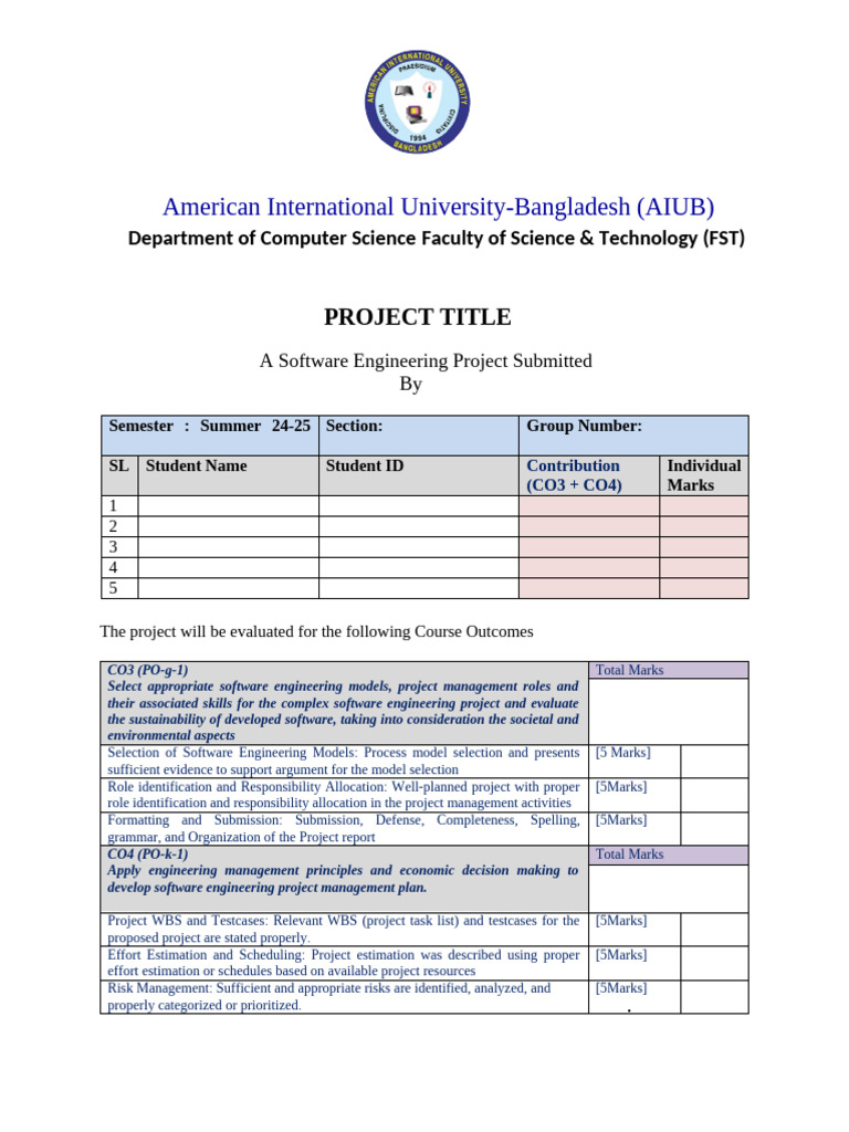 AIUB Software Engineering Project Guide | PDF | Usability | Software ...