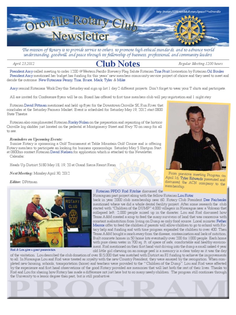 Rotary Newsletter April23 | PDF | Wellness | Medical