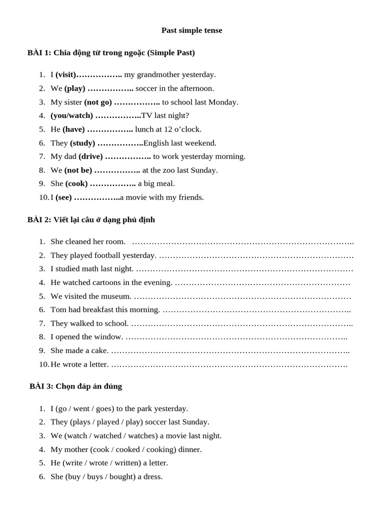 Past Simple Tense Exercises | PDF | Chess Theory | Chess