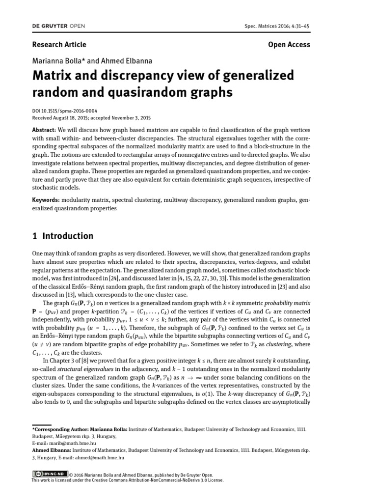 Generalized Random Graphs Analysis | PDF | Matrix (Mathematics ...