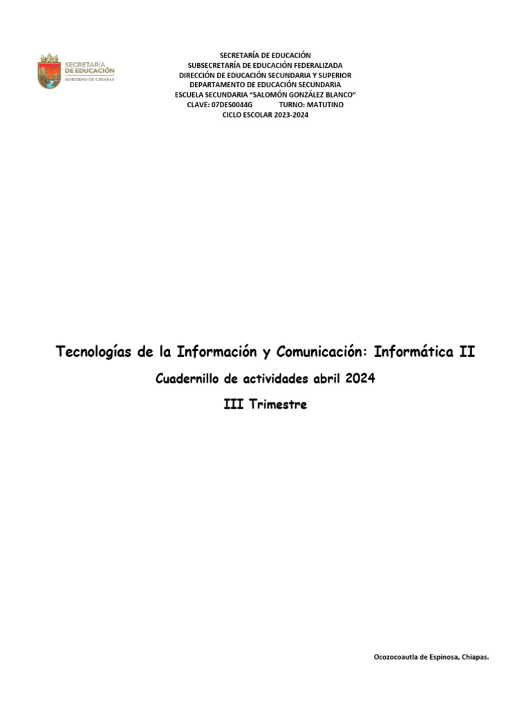 Cuadernillo Informática II 2º Grado 2024 | PDF | Informática ...