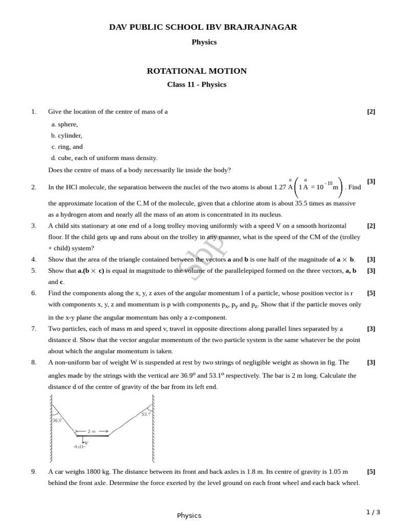 Class 11 Physics: Rotational Motion Guide | PDF | Rotation Around A ...