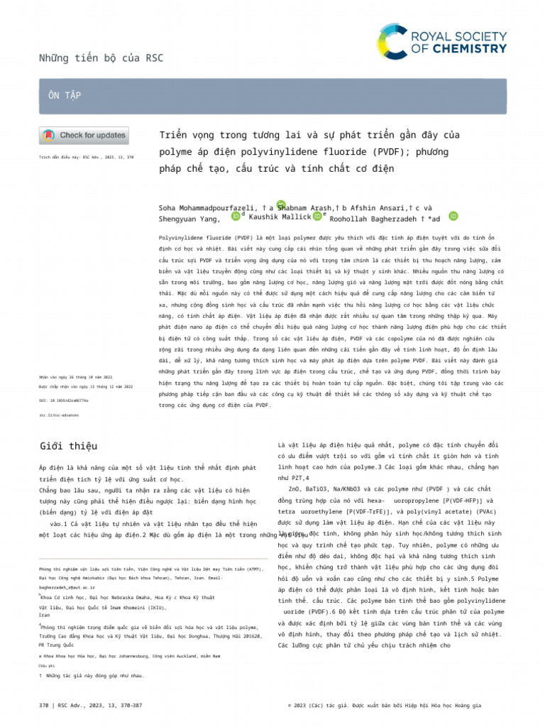 (Trans) Future Prospects and Recent Developments of Polyvinylidene ...