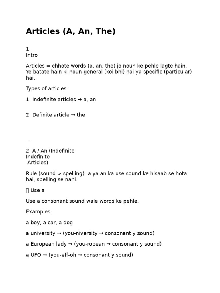 Rules of English Articles Explained | PDF | Linguistics | Languages