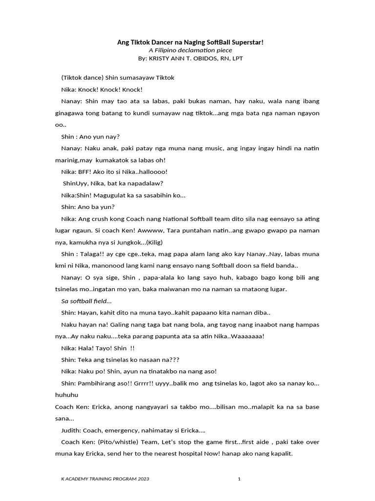 Filipino Declamation Piece 4 | PDF