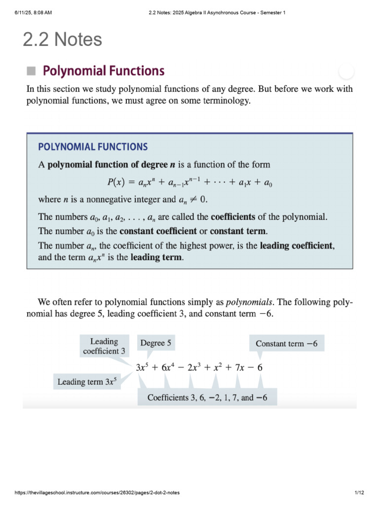 Algebra II Polynomial Graphing Notes | PDF | Applied Mathematics ...