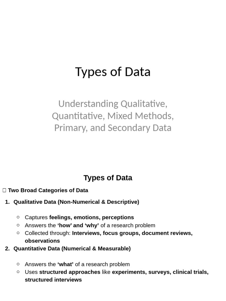 Types of Data: Qualitative, Quantitative, and More | PDF | Qualitative ...