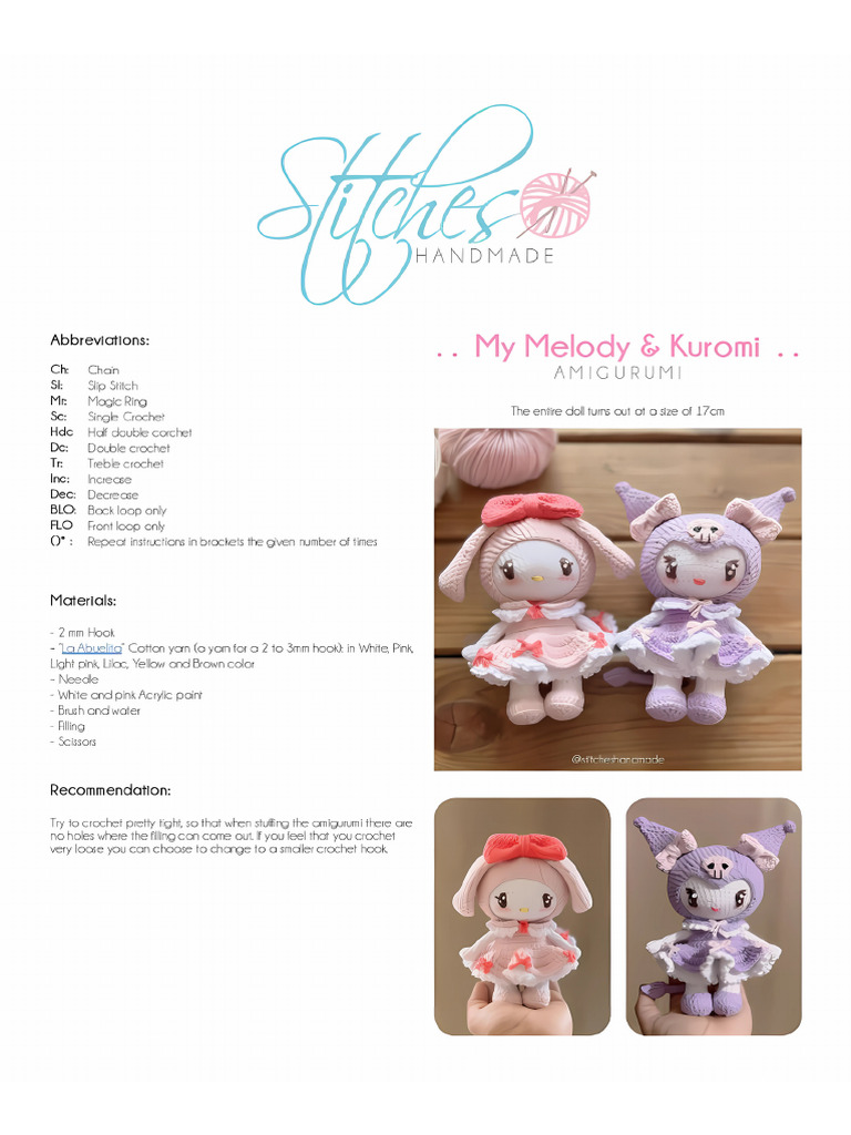 My Melody & Kuromi Amigurumi Crochet Pattern | PDF