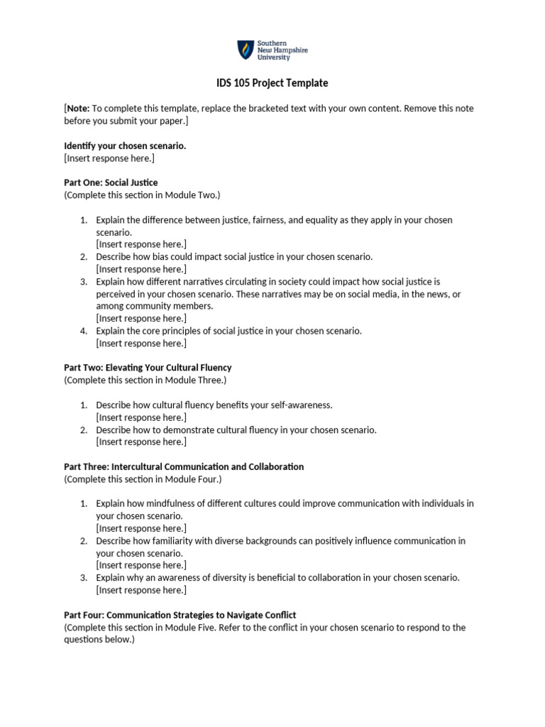 IDS 105 Project Template Guide | PDF | Communication | Justice
