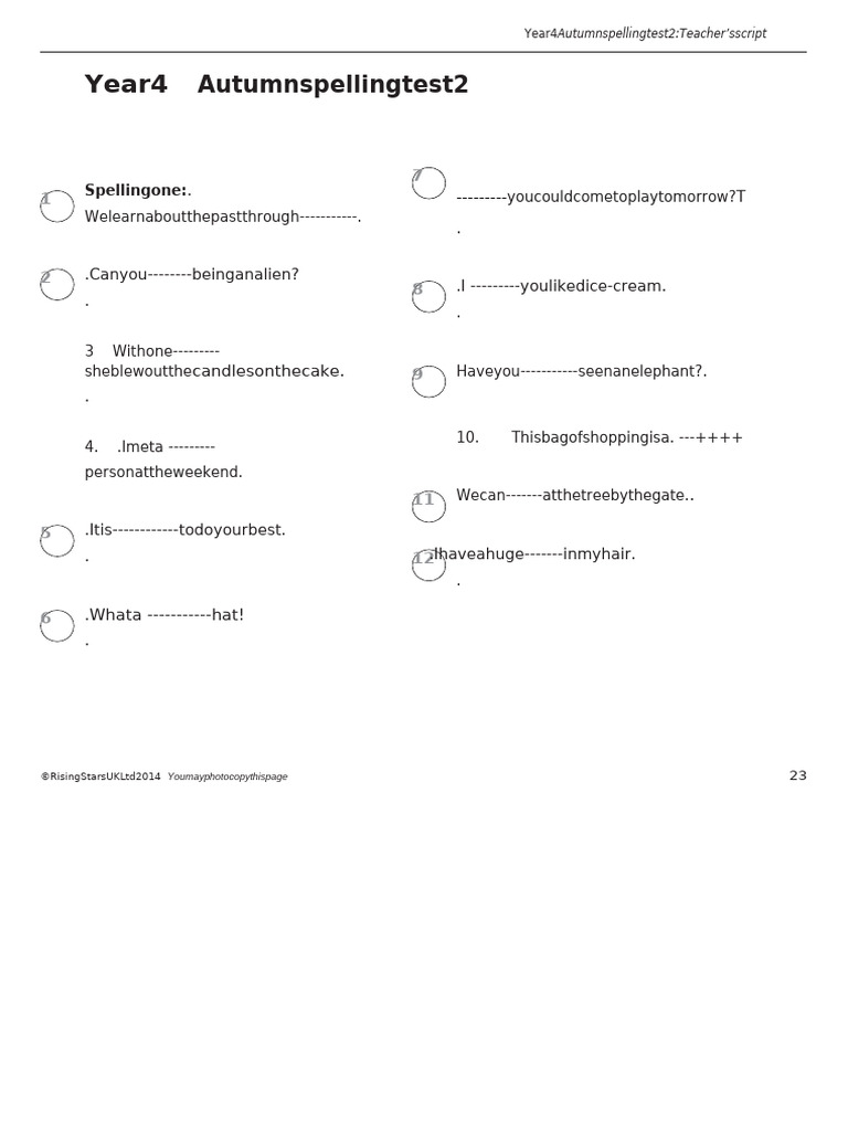 Gps Yr4 Autumn 2 Spelling Transcript | PDF