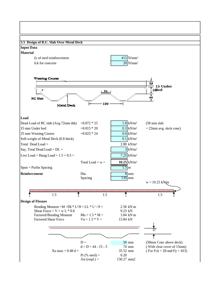 Design of Metal Deck Conc | PDF | Bending | Mechanical Engineering