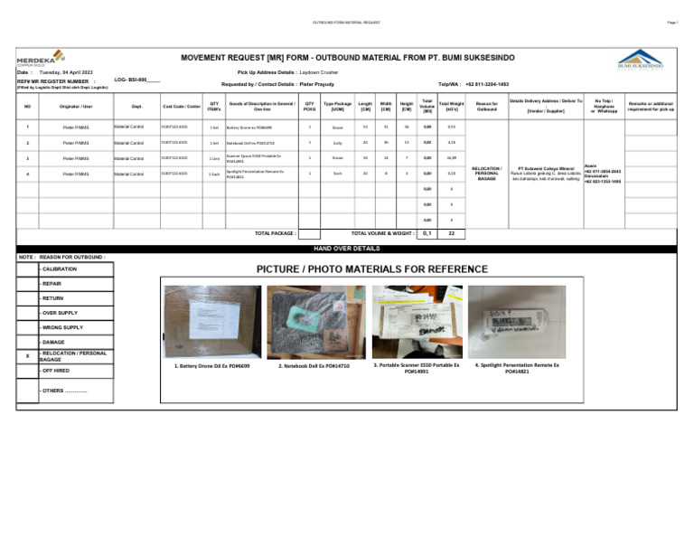 Mrf-Outbound Ict Material To MRW-KNW | PDF