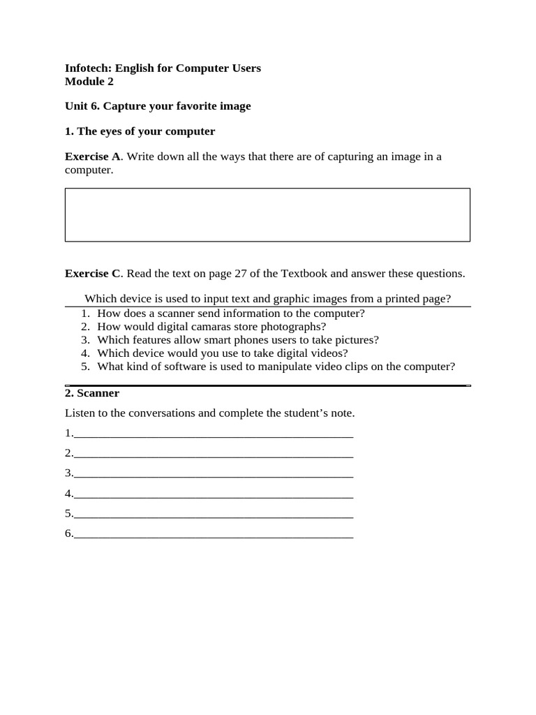 Image Capture Techniques for Computers | PDF | Image Scanner | Digital ...