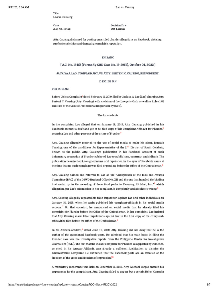 Disbarment of Atty. Causing for Ethics Violation | PDF | Disbarment ...
