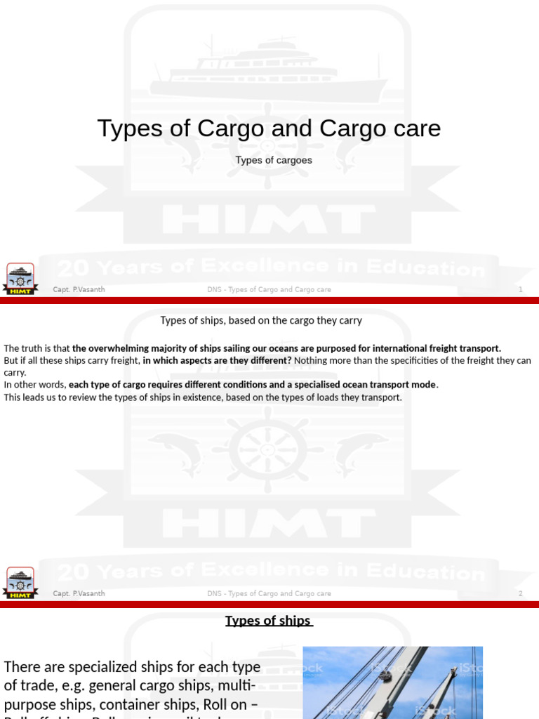 Types of Cargo and Cargo Care Guide | PDF | Ships | Cargo