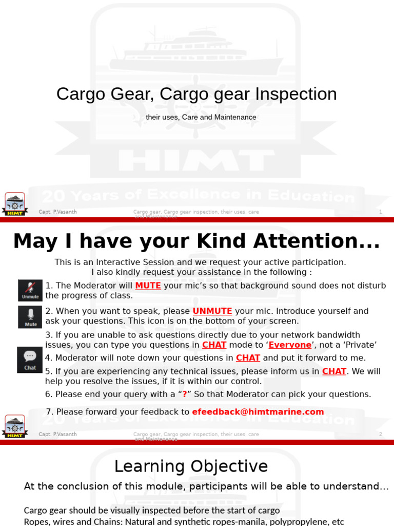 Cargo Gear: Inspection and Maintenance | PDF | Crane (Machine ...