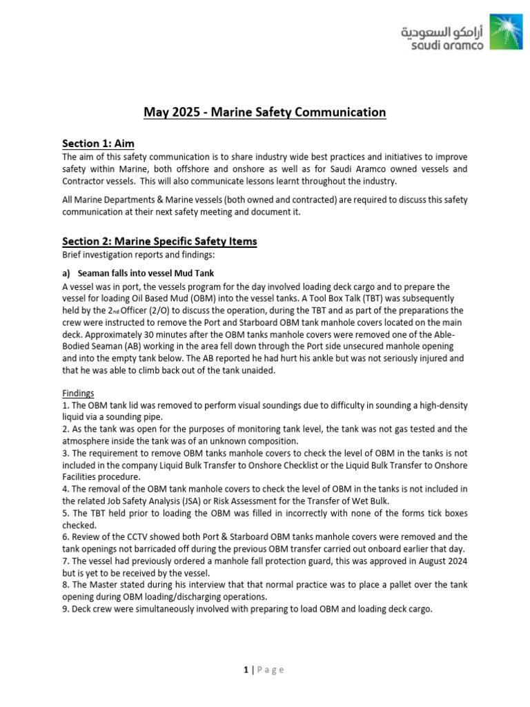Marine Safety Communication May 2025 | PDF | Shipping